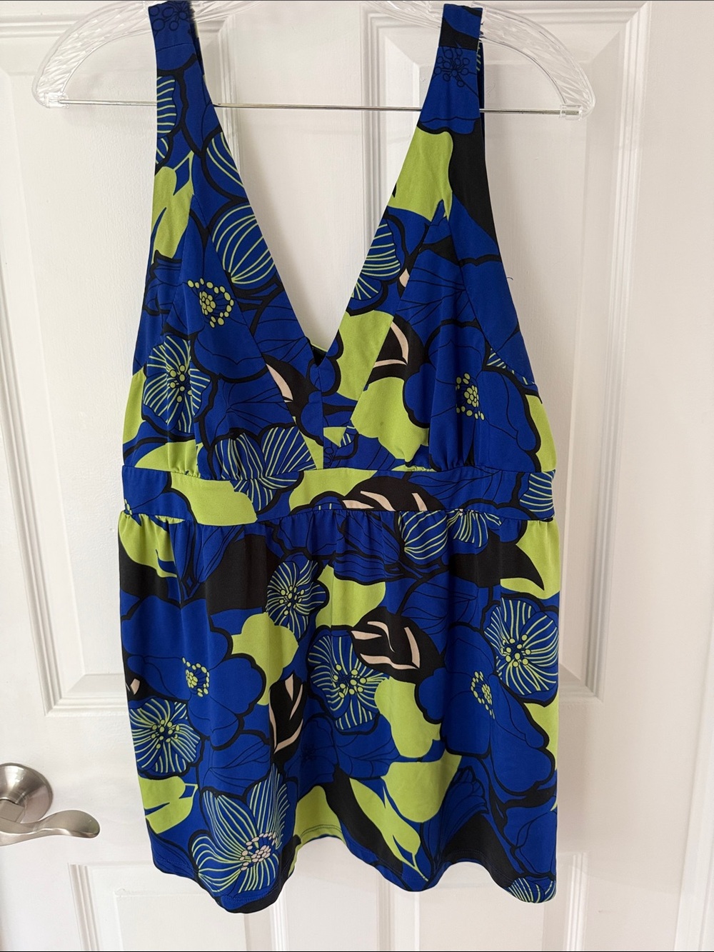 INC International Concepts Blue and Lime Floral Tank Top